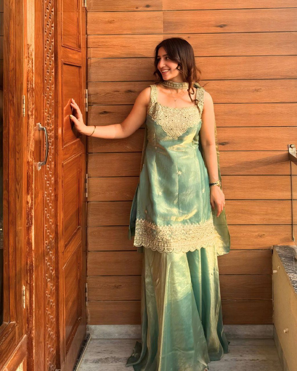 Radiant Flamingo Iridescent Palazzo Set